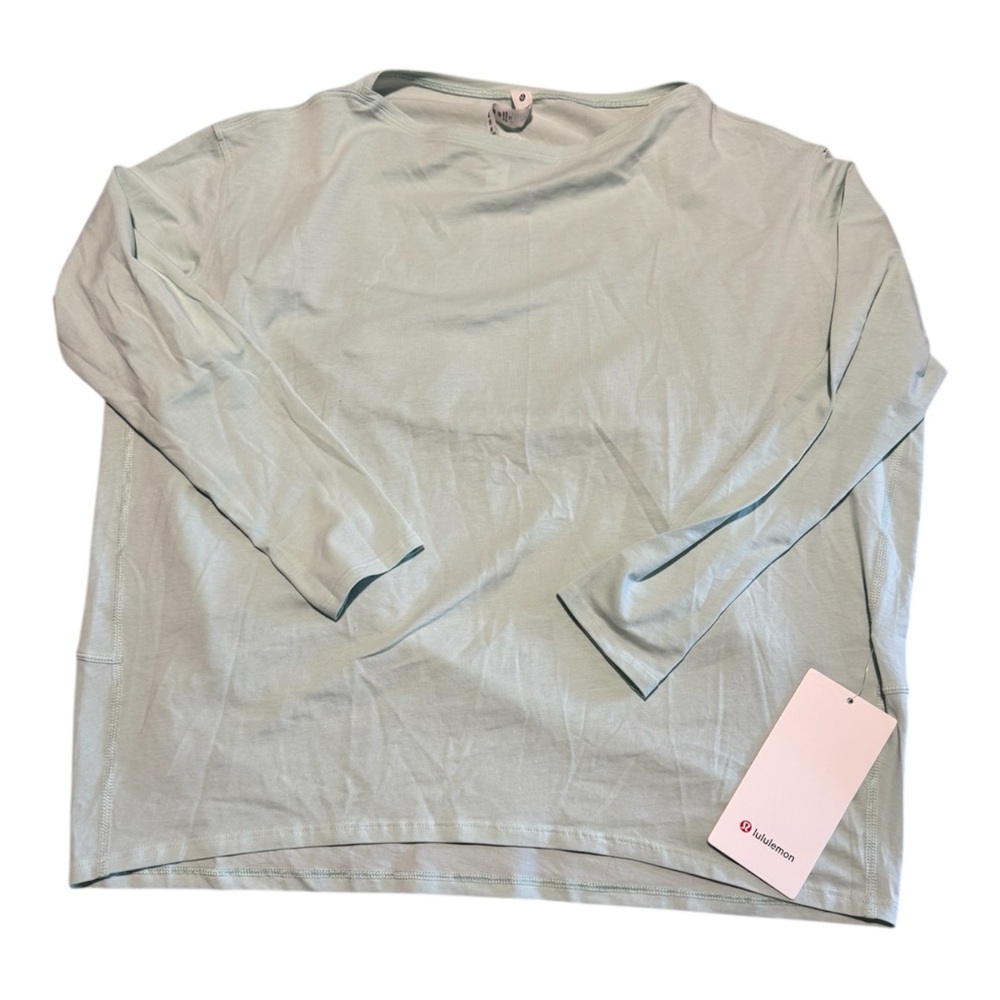Lululemon Back in Action Organic Cotton Long Sleeve Top Blue/Green Size 4 NWT